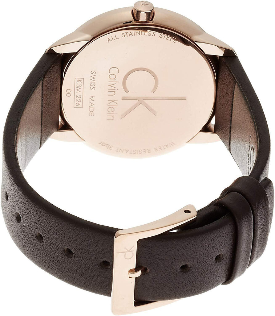 Calvin Klein Minimal White Dial Brown Leather Strap Watch for Women - K3M226G6 Buy Now By Calvin Klein