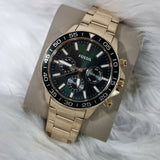 Fossil Bannon Multifunction Chronograph Green Dial Gold Steel Strap Watch for Men - BQ2493 Buy Now By Fossil