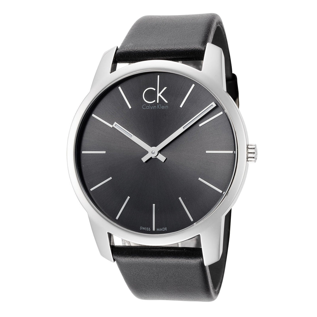 Calvin Klein City Grey Dial Black Leather Strap Watch For Men - K2G21107 Buy Now By Calvin Klein