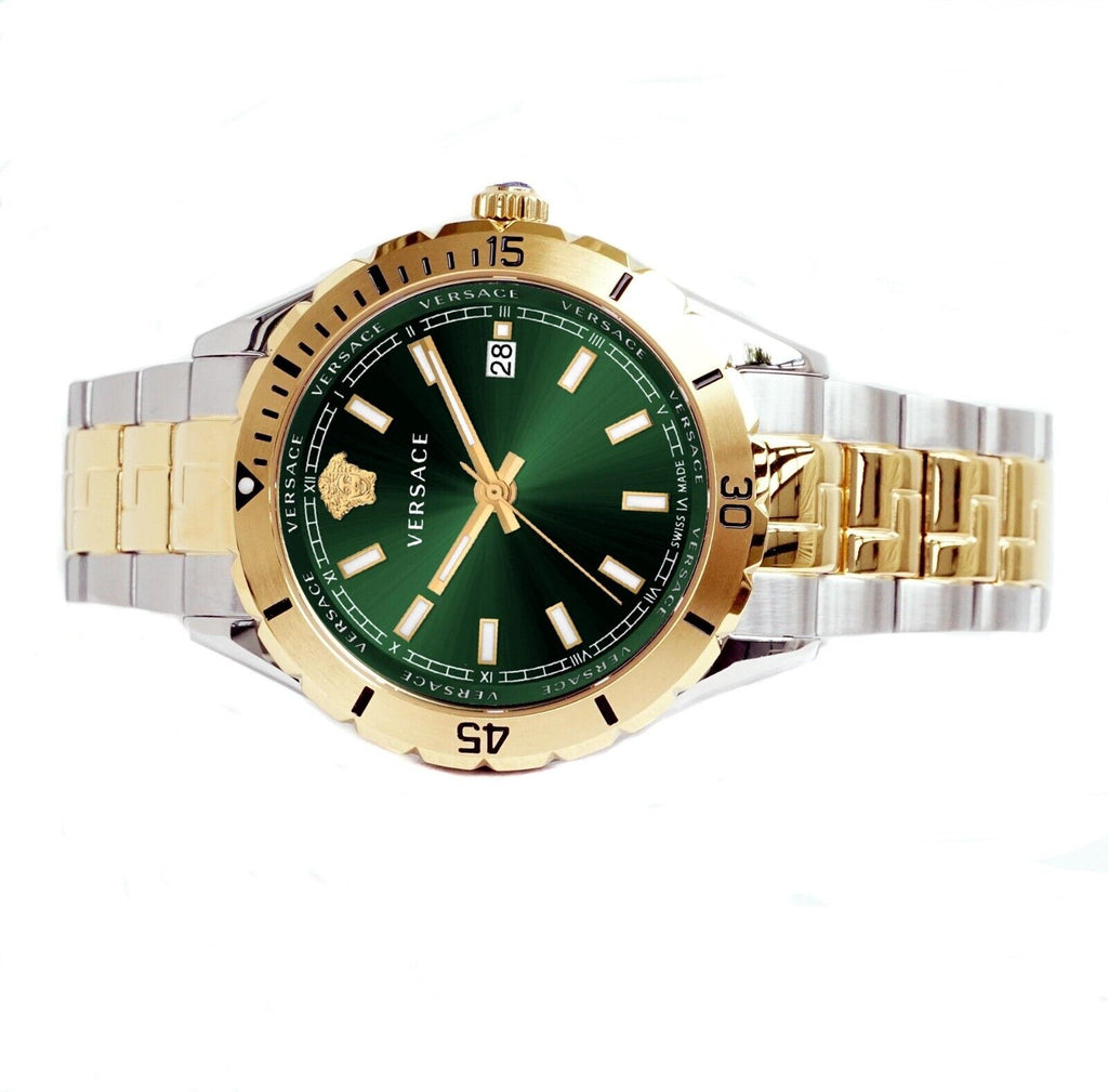 Versace Hellenyium Quartz Green Dial Two Tone Steel Strap Watch For Men - VE3A00720 Buy Now By Versace