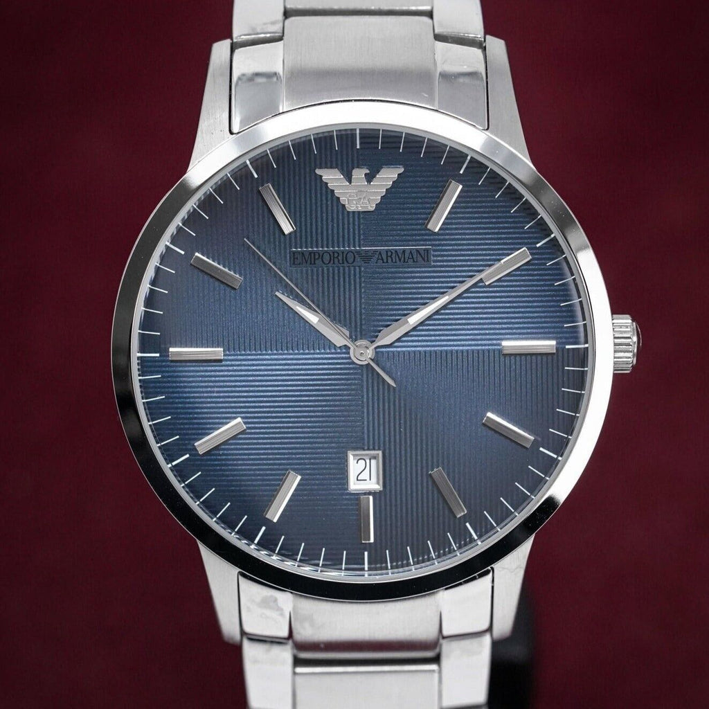 Emporio Armani Renato Quartz Blue Dial Silver Steel Strap Watch For Men - AR11182 Buy Now By Emporio Armani