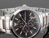 Emporio Armani Renato Chronograph Black Dial Two Tone Steel Strap Watch For Men - AR11165 Buy Now By Emporio Armani