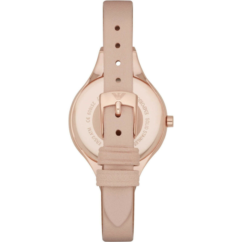 Emporio Armani Chiara Quartz Crystals White Dial Rose Gold Leather Strap Watch For Women - AR7437 Buy Now By Emporio Armani