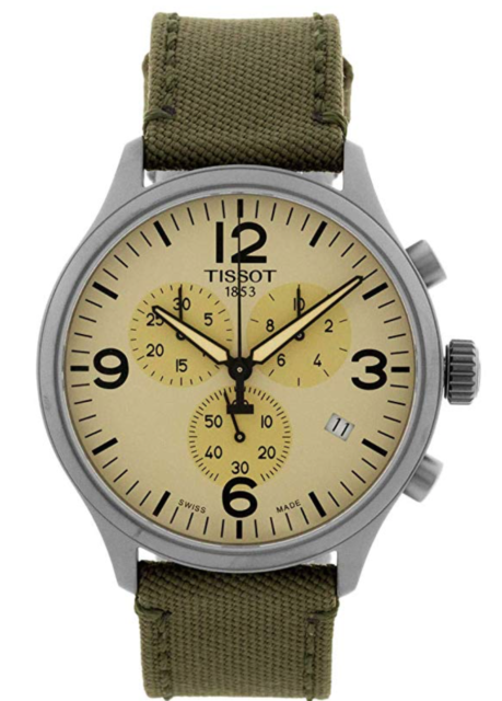 Tissot T Sport Chrono XL Beige Dial Khakhi Green Nylon Strap Watch for Men - T116.617.33.267.00 Buy Now By Tissot