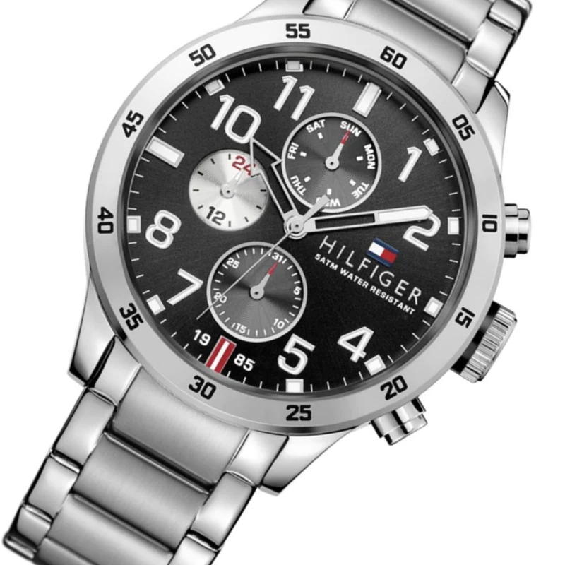 Tommy Hilfiger Cool Sport Multifunction Black Dial Silver Steel Strap Watch for Men - 1791141 Buy Now By Tommy Hilfiger