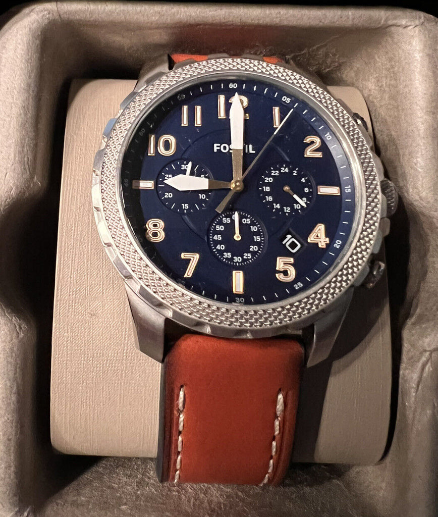 Fossil Bowman Chronograph Blue Dial Brown Leather Strap Watch for Men - FS5602 Buy Now By Fossil