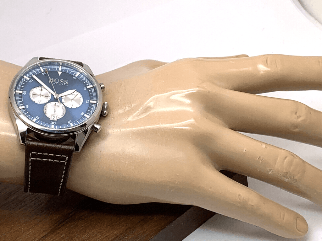 Hugo Boss Ikon Blue Dial Black Leather Strap Watch for Men - 1513176 Buy Now By Hugo Boss