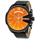 Diesel Mega Chief Chronograph Black Dial Black Leather Strap Watch For Men - DZ4323 Buy Now By Diesel