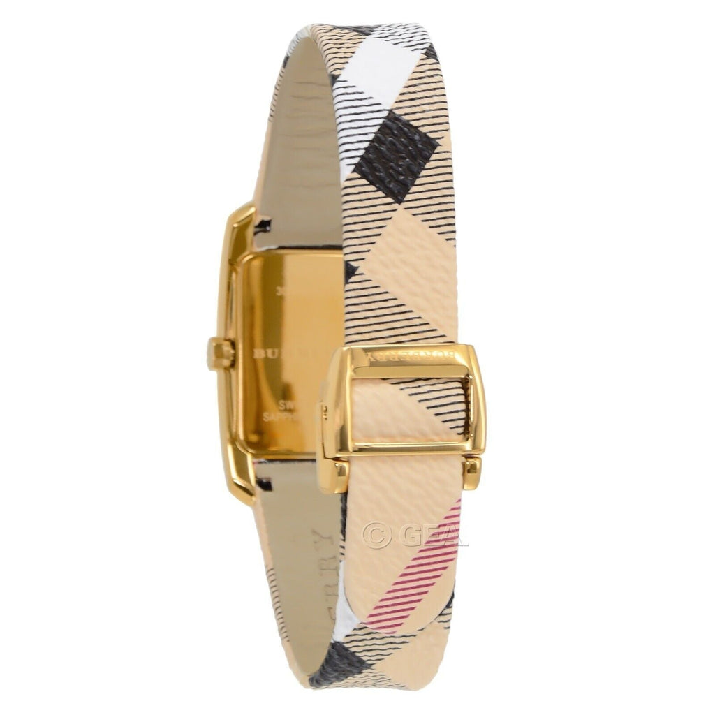 Burberry Pioneer Gold Dial Haymarket Beige Leather Strap Watch for Women - BU9509 Buy Now By Burberry