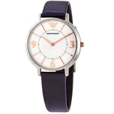 Emporio Armani Kappa White Mother of Pearl Dial Black Leather Strap Watch For Women - AR2509 Buy Now By Emporio Armani