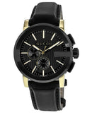 Gucci G Chrono Black Dial Black Leather Strap Watch For Men - YA101203 Buy Now By Gucci