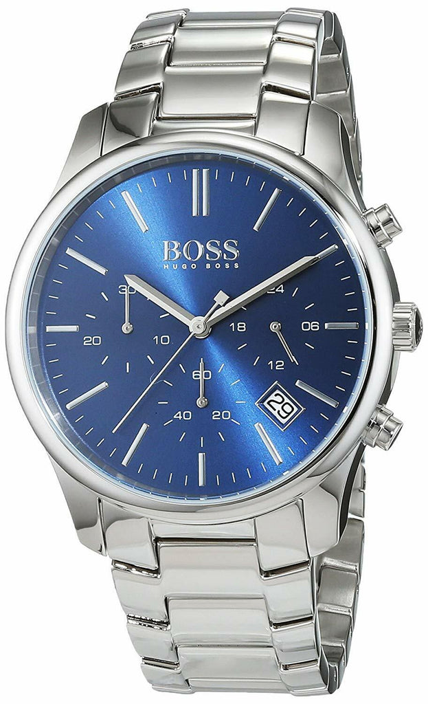 Hugo Boss Commander Blue Dial Silver Steel Strap Watch for Men - 1513434 Buy Now By Hugo Boss