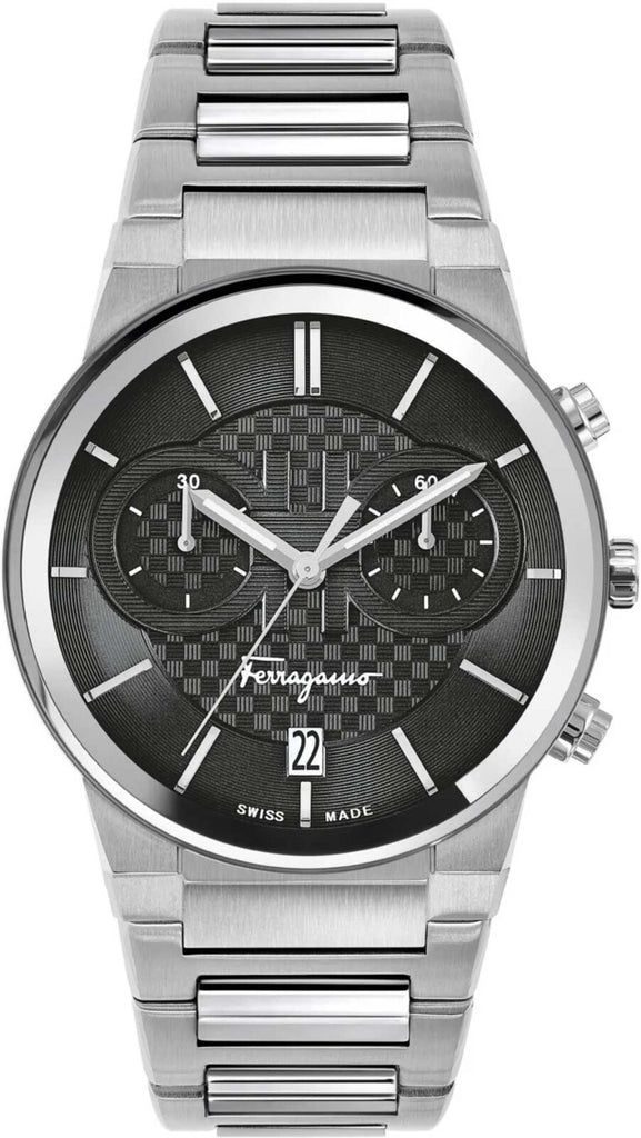 Salvatore Ferragamo Sapphire Chrono Black Dial Silver Steel Strap Watch for Men - SFME00321 Buy Now By Salvatore Ferragamo