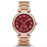 Michael Kors Skylar Maroon Dial Rose Gold Steel Strap Watch for Women - MK6086 Buy Now By Michael Kors