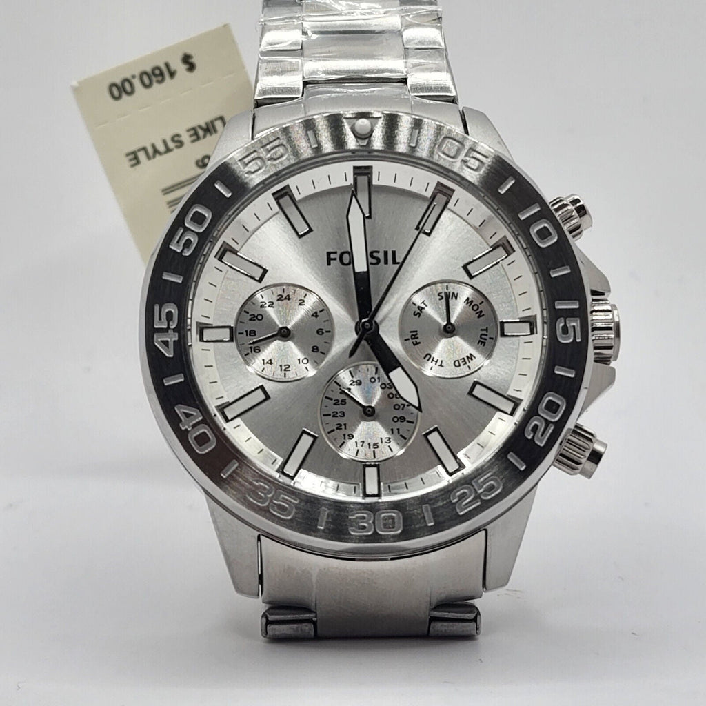 Fossil Bannon Multifunction Chronograph Silver Dial Silver Steel Strap Watch for Men - BQ2490 Buy Now By Fossil