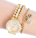 Guess Gala Diamonds Gold Dial Gold Steel Strap Watch for Women - GW0401L2 Buy Now By Guess