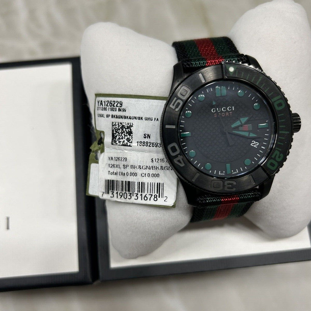 Gucci G Timeless Sport Black Dial Two Tone NATO Strap Watch For Men - YA126229 Buy Now By Gucci