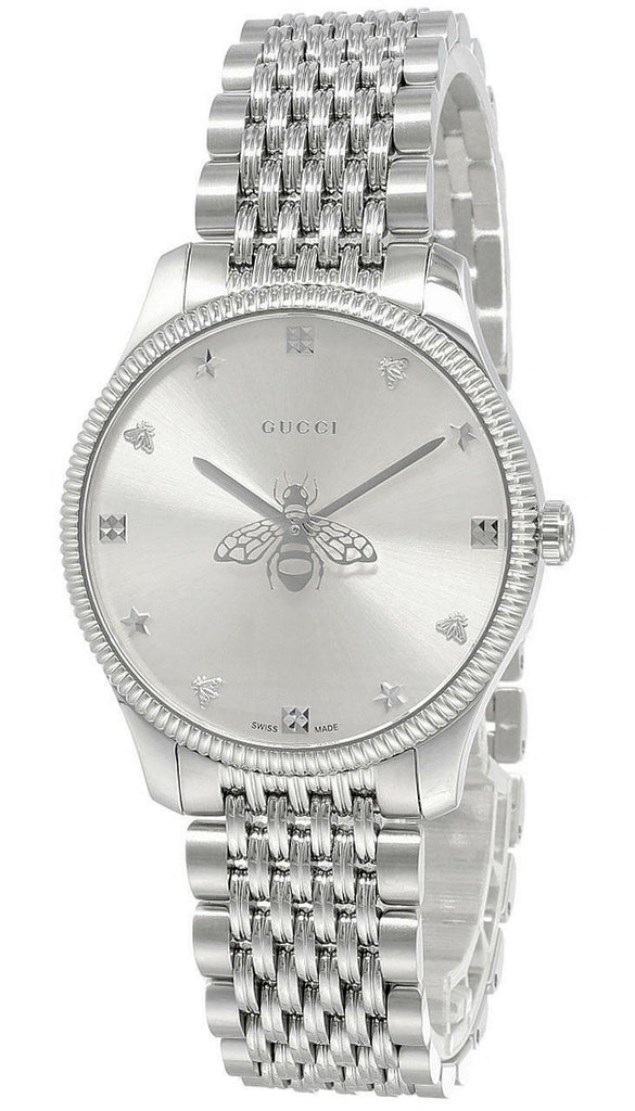 Gucci G Timeless Quartz Silver Dial Silver Steel Strap Watch For Women - YA1264153 Buy Now By Gucci