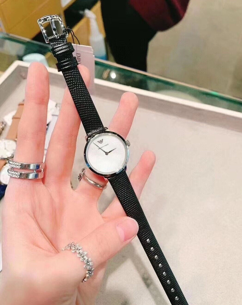 Emporio Armani Modern White Dial Black Leather Strap Watch For Women - AR11159 Buy Now By Emporio Armani