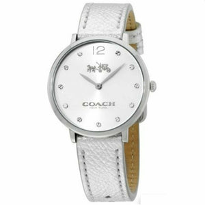 Coach Slim Easton Silver Dial Silver Leather Strap Watch for Women - 14502685 Buy Now By Coach