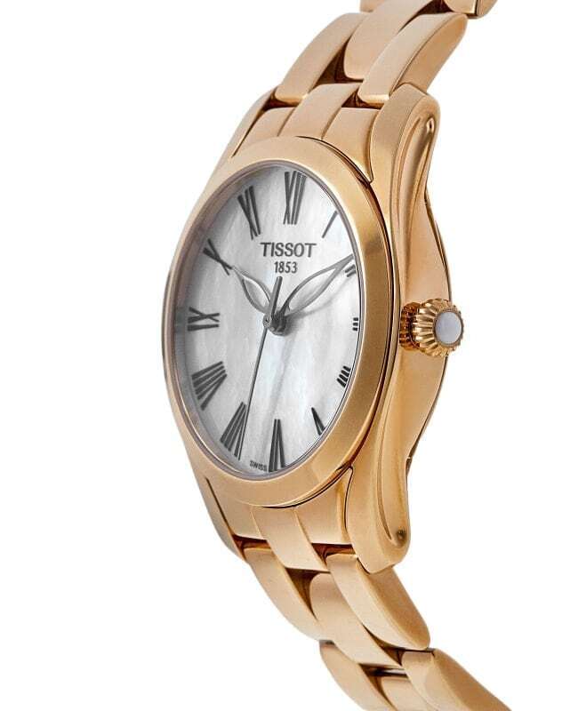 Tissot T Wave Mother of Pearl Dial Rose Gold Steel Strap Watch For Women - T112.210.33.113.00 Buy Now By Tissot