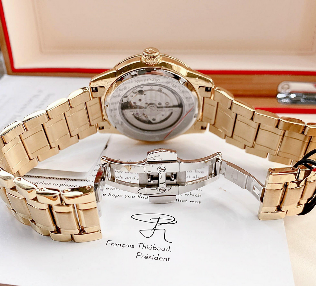 Bulova BVA Skeleton Silver Dial Gold Steel Strap Watch for Men - 97A108 Buy Now By Bulova