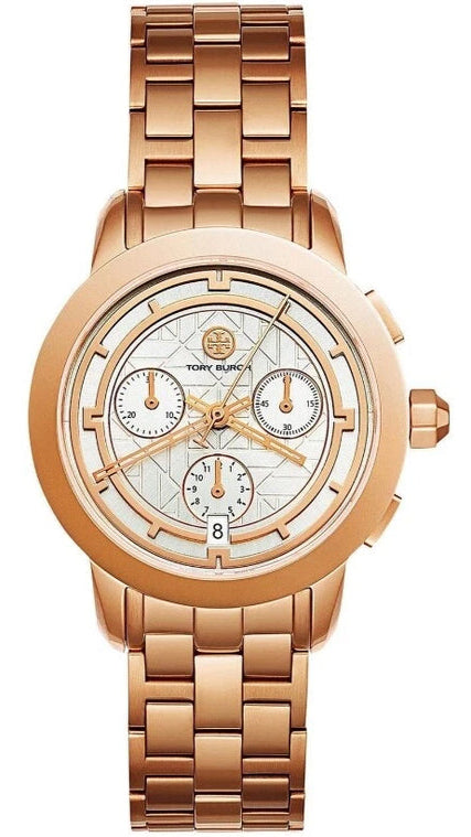 Tory Burch Classic Chronograph White Dial Rose Gold Steel Strap Watch for Women - TBW1033 Buy Now By Tory Burch
