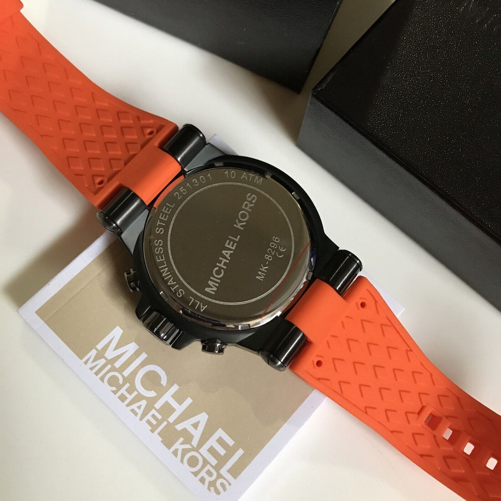 Michael Kors Dylan Chronograph Grey Dial Orange Rubber Strap Watch for Men - MK8296 Buy Now By Michael Kors