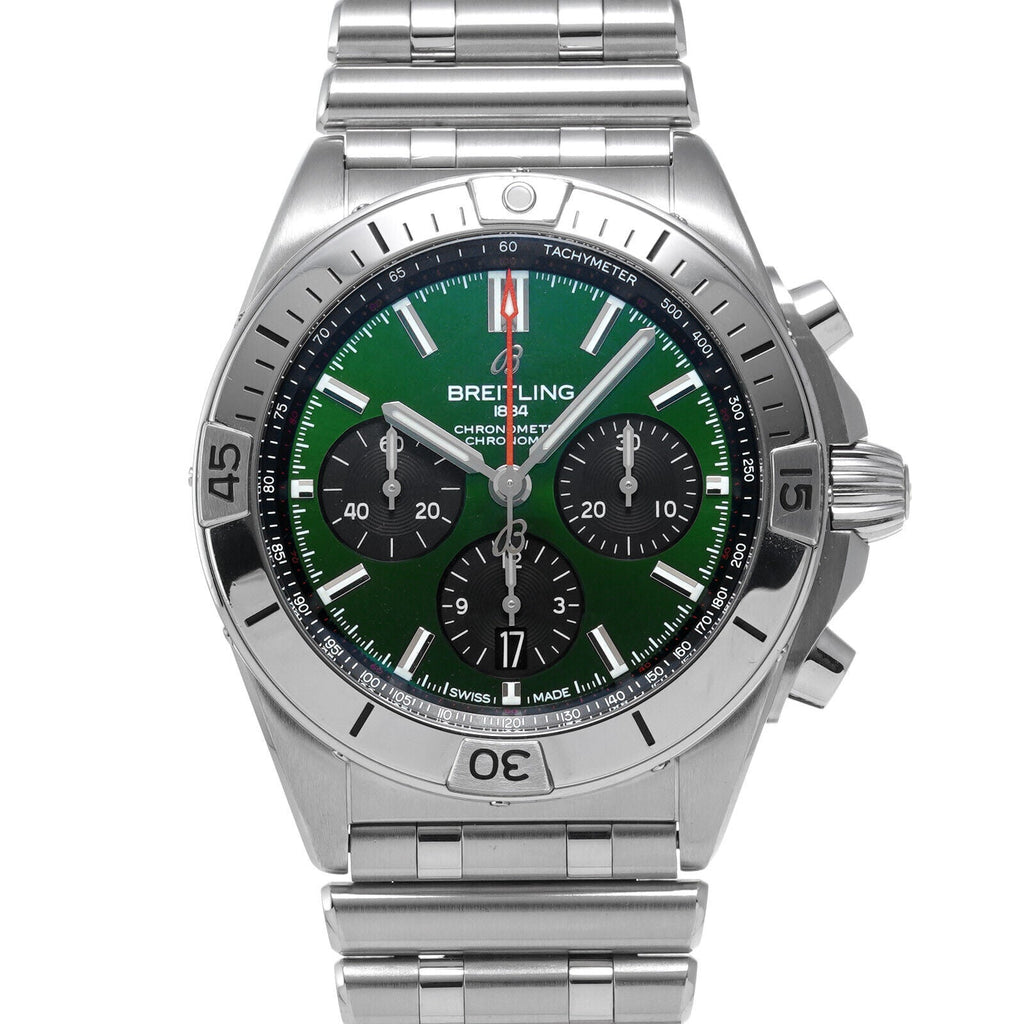 Breitling Chronomat B01 42mm Green Dial Silver Steel Strap Watch for Men - AB01343A1L1A1 Buy Now By Breitling