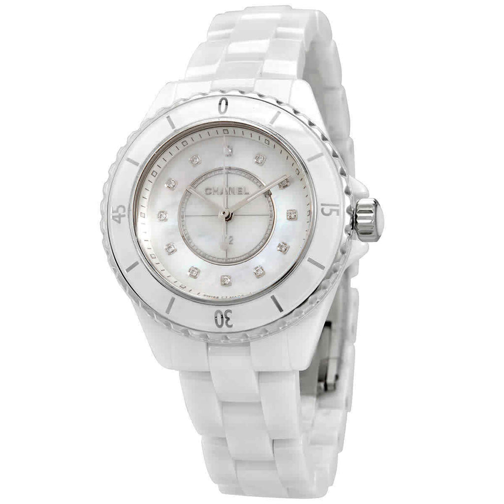 Chanel J12 Diamonds Mother of Pearl White Dial White Steel Strap Watch for Women - J12 H5704 Buy Now By Chanel