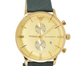 Emporio Armani Chronograph Champagne Dial Green Leather Strap Watch For Men - AR1722 Buy Now By Emporio Armani