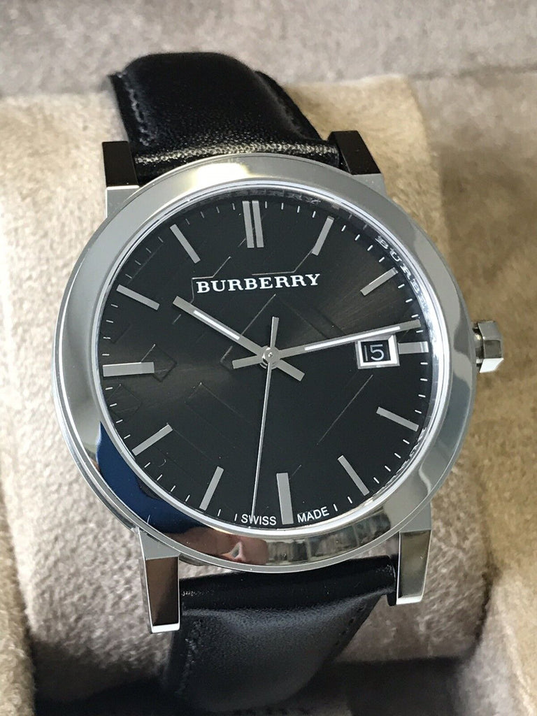Burberry The City Black Dial Black Leather Strap Watch for Men - BU9009 Buy Now By Burberry