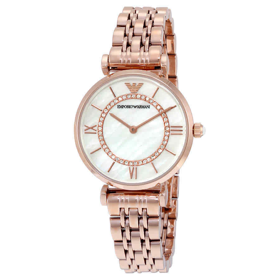 Emporio Armani Gianni T Bar Mother of Pearl Rose Gold Stainless Steel Strap Watch For Women - AR1909 Buy Now By Emporio Armani