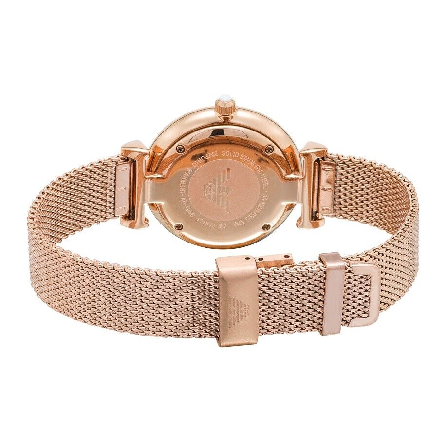 Emporio Armani Gianni T Bar Silver Dial Rose Gold Mesh Bracelet Watch For Women - AR1956 Buy Now By Emporio Armani