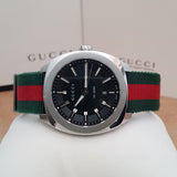 Gucci GG2570 Quartz Black Dial Green & Red Nylon Strap Watch For Men - YA142305 Buy Now By Gucci