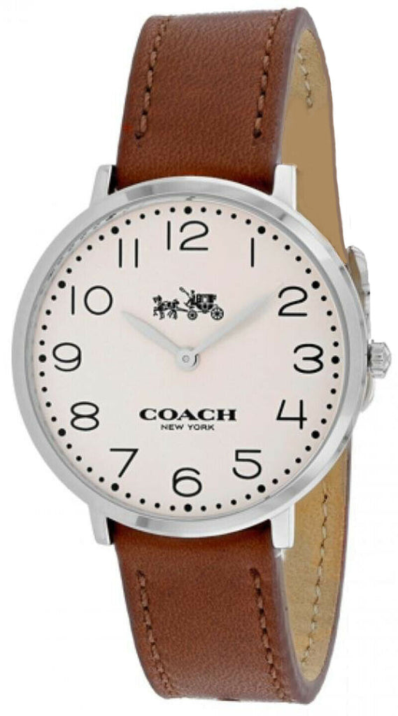 Coach Slim Easton White Dial Brown Leather Strap Watch for Women - 14502682 Buy Now By Coach