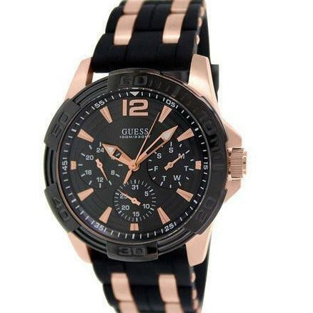 Guess Oasis Black Dial Two Tone Steel Strap Watch for Men - W0366G3 Buy Now By Guess