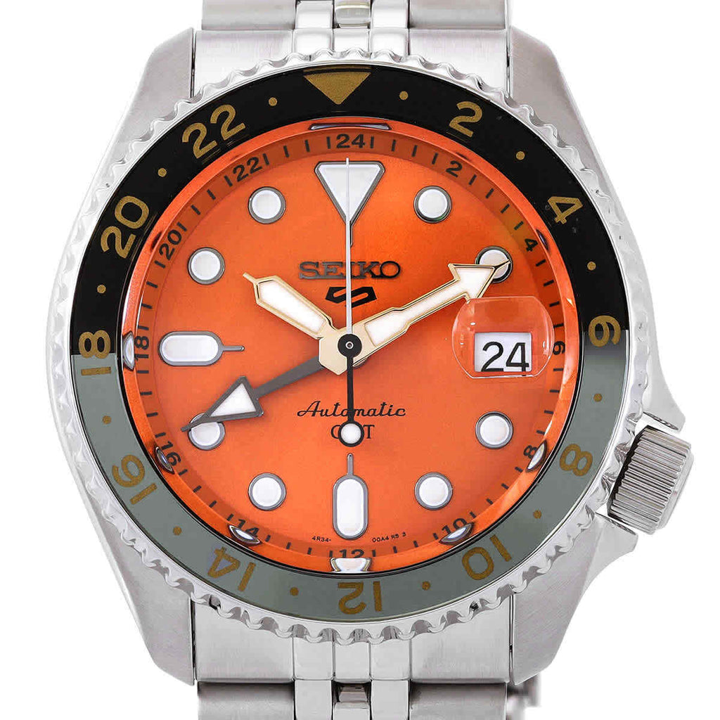 Seiko 5 Sports GMT Automatic Orange Dial Silver Steel Strap Watch For Men - SSK005K1 Buy Now By Seiko