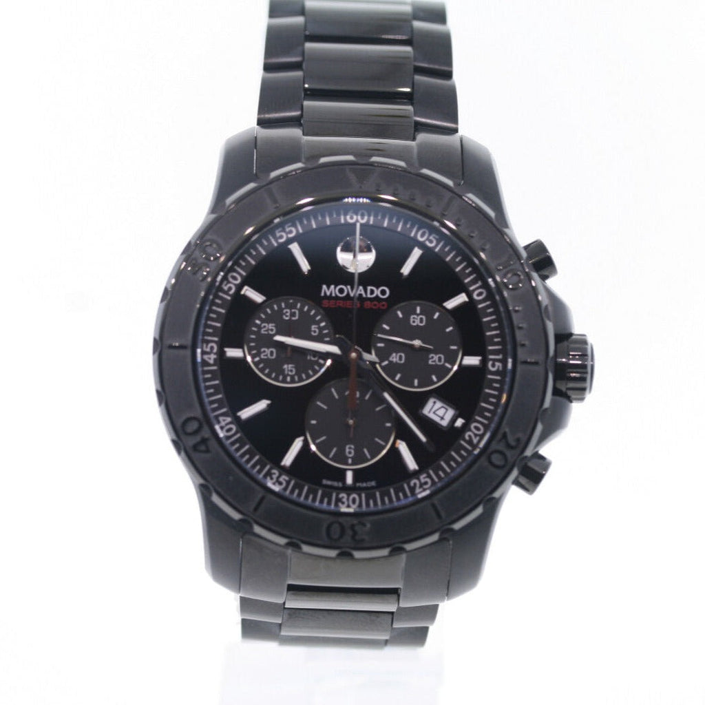 Movado Series 800 Chronograph Black Dial Black Steel Strap Watch For Men - 2600119 Buy Now By Movado