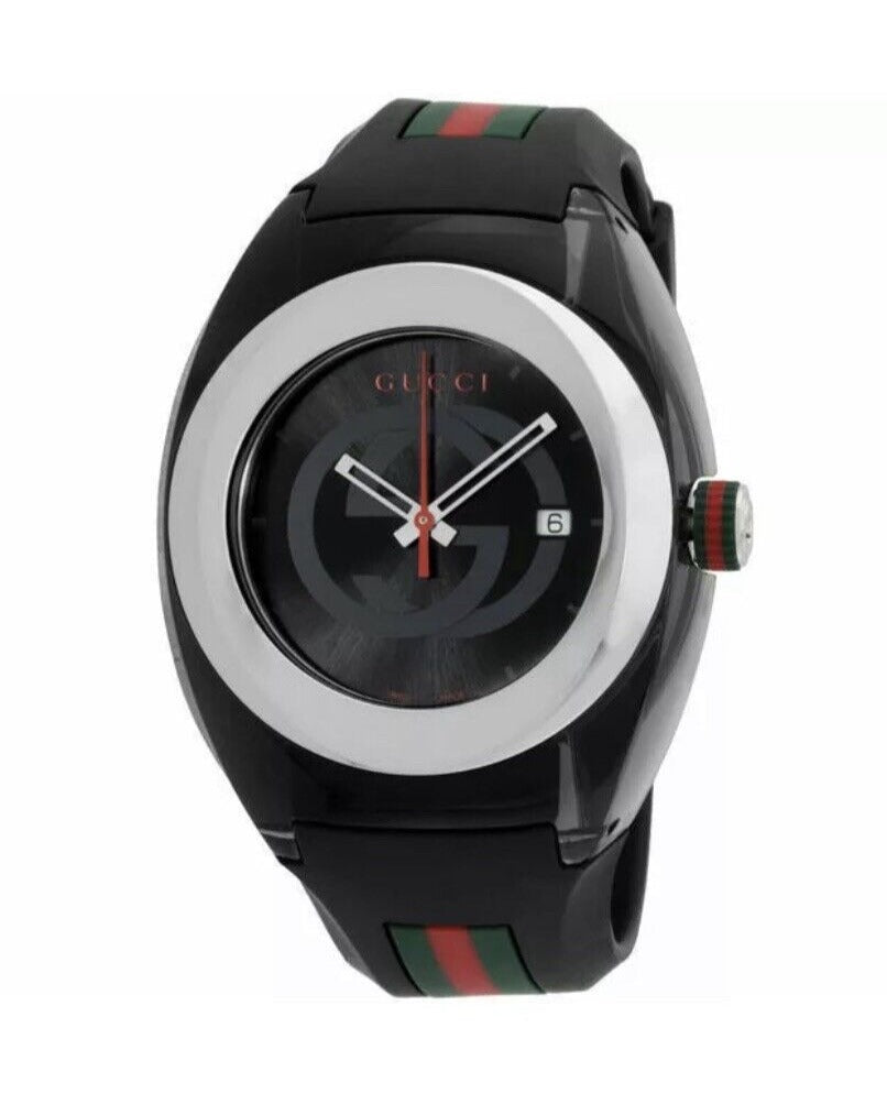 Gucci Sync Quartz Black Dial Black Rubber Strap Watch For Men - YA137301 Buy Now By Gucci