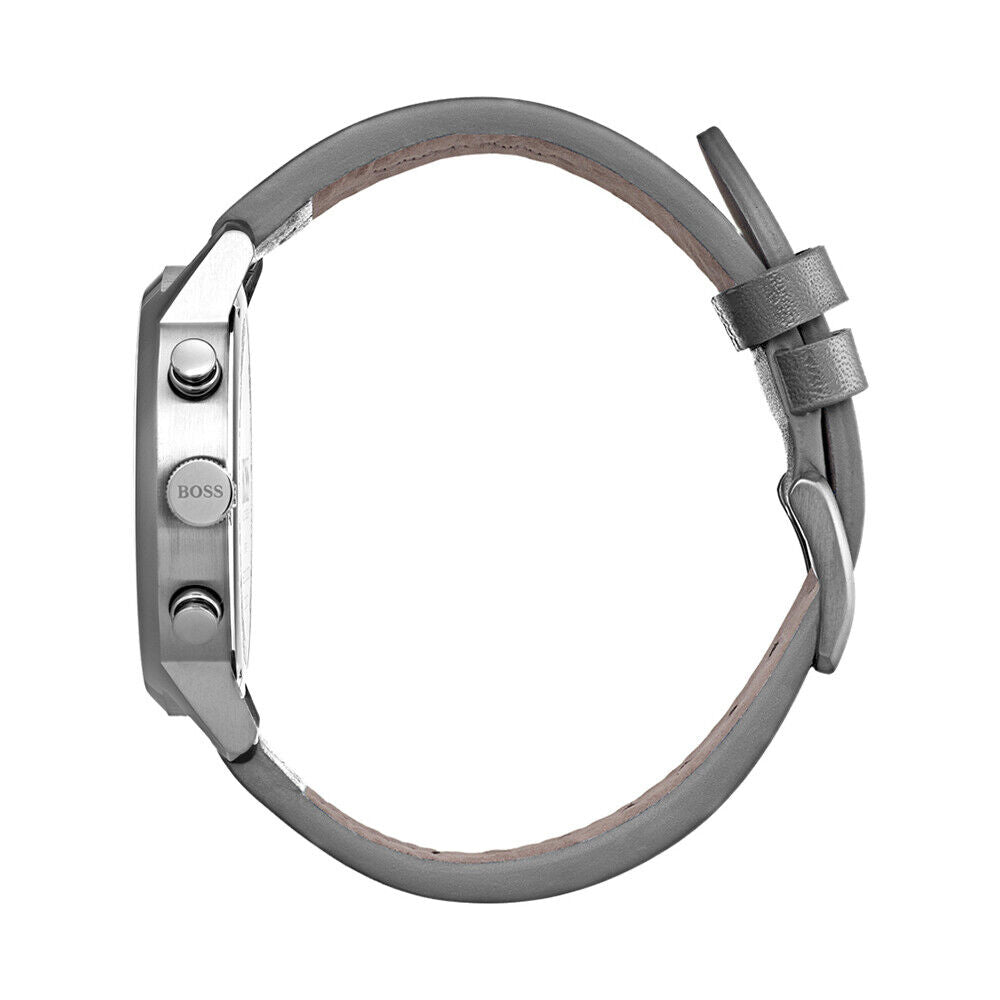 Hugo Boss Architectural Grey Dial Grey Leather Strap Watch for Men - 1513570 Buy Now By Hugo Boss