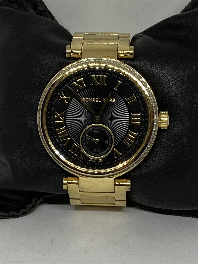 Michael Kors Skylar Black Dial Gold Steel Strap Watch for Women - MK5989 Buy Now By Michael Kors