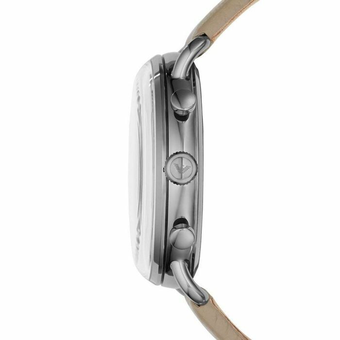 Emporio Armani Aviator Chronograph Quartz Grey Dial Beige Leather Strap Watch For Men - AR11107 Buy Now By Emporio Armani