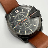 Diesel Mega Chief Chronograph Black Dial Brown Leather Strap Watch For Men - DZ4343 Buy Now By Diesel