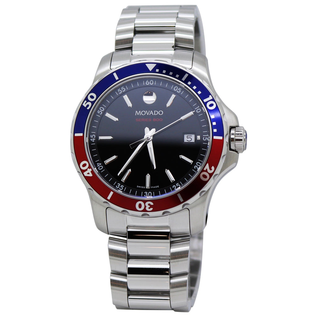 Movado Series 800 Pepsi Black Dial Silver Steel Strap Watch for Men - 2600152 Buy Now By Movado