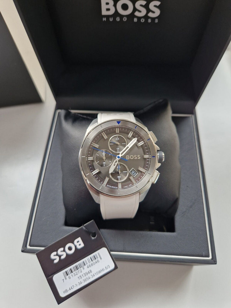 Hugo Boss Volane Grey Dial White SIlicone Strap Watch for Men - 1513948 Buy Now By Hugo Boss