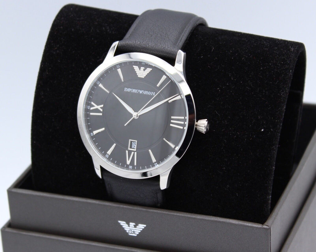 Emporio Armani Giovanni Analog Black Dial Black Leather Strap Watch For Men - AR11210 Buy Now By Emporio Armani