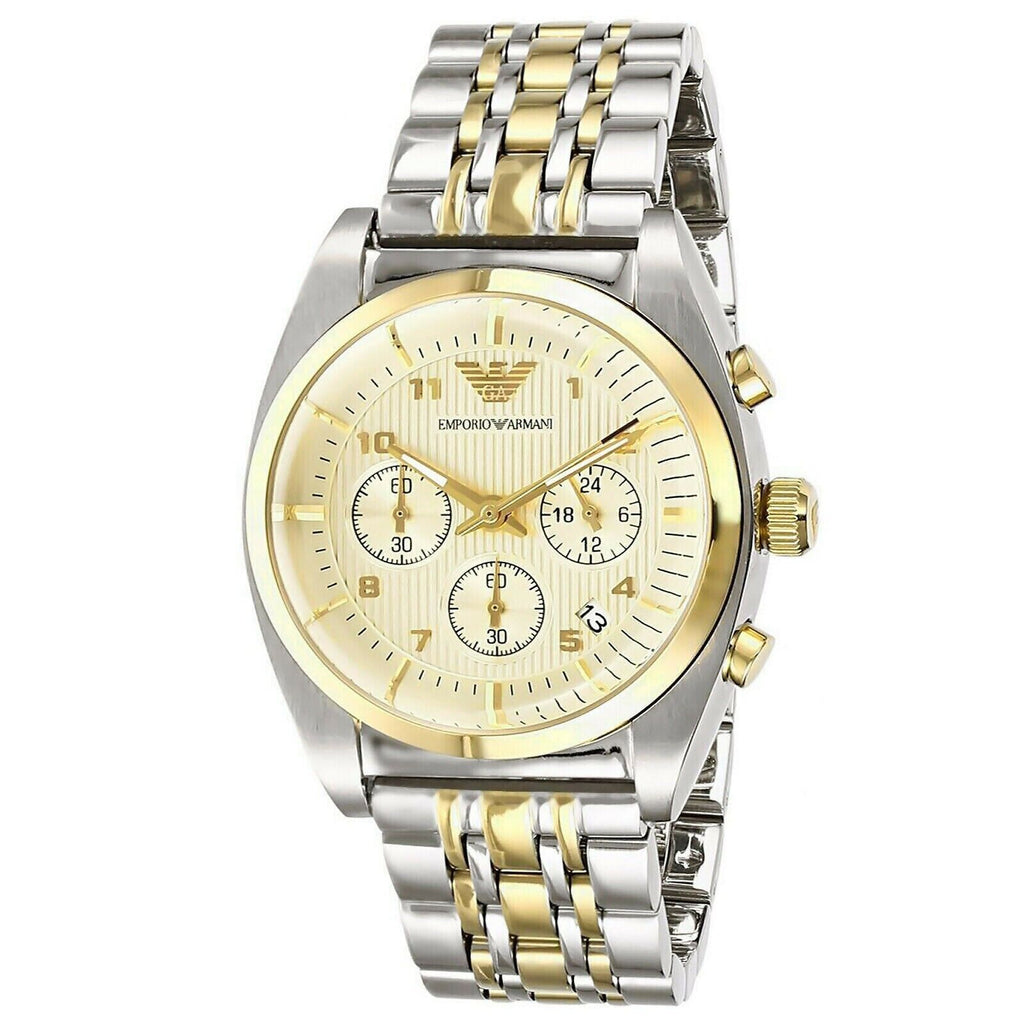 Emporio Armani Classic Chronograph White Dial Two Tone Steel Strap Watch For Men - AR0396 Buy Now By Emporio Armani