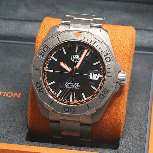Tag Heuer Aquaracer Calibre 5 Bamford Limited Edition Black Dial Grey Steel Strap Watch for Men - WAY208C.FC6383