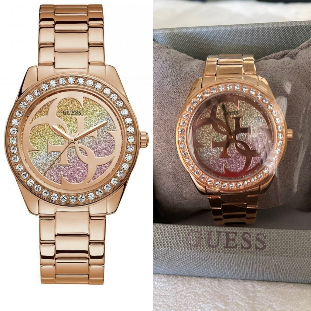Guess G Twist Diamonds Rose Gold Dial Rose Gold Steel Strap Watch For Women - W1201L3 Buy Now By Guess